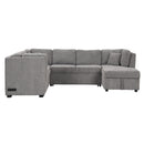 U-Shaped Sectional Sofa Pull Out Sofa Bed With Two USB Ports, Two Power Sockets, Three Back Pillows And A Storage Chaise For Living Room by HouseOfZazla