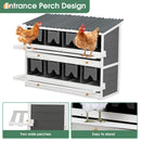 Wooden Chicken Nesting Box With 2 Egg Collection Drawers - White / Gray by HouseOfZazla