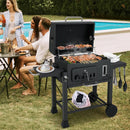 24-Inch Barrel Charcoal Grill with 2 Folding Side Tables and 544 sq.in Cooking Area by LJGDeals