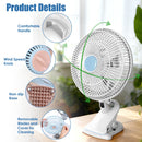 8.66" Clip On Fan with 90° Oscillation & 2 Speed Settings