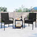 3 Piece Patio Furniture Set with Seat Cushions and Tempered Glass Tabletop by LJGDeals