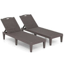 Outdoor PP Chaise Lounge Chairs Set of 2 with 4-Position Adjustable Backrests by LJGDeals