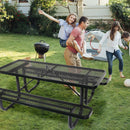 Outdoor Steel Picnic Rectangular Table With Umbrella Pole by HouseOfZazla