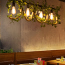 GobekUsa Black Metal 4-Light Linear Island Lamp with Hanging Artificial Plant - Lodge Style