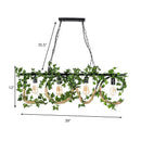 GobekUsa Black Metal 4-Light Linear Island Lamp with Hanging Artificial Plant - Lodge Style