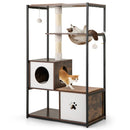 52 Inch Tall Wooden Cat Tree Metal Frame with 2 Condos and Cushions-Coffee by LJGDeals