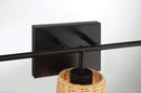 Moonlit - 3 Lights Wall Sconce With Shade, Bathroom Lighting Fixtures Over Mirror - Black / Rattan by HouseOfZazla
