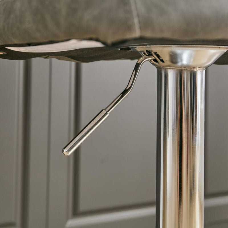 Swivel Barstools Adjusatble Seat Height With Chrome Base, Modern PU Upholstered Bar Stools with the whole Back Tufted, for Home Pub and Kitchen Island,Gray, Set of 2