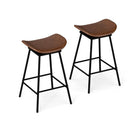 Set of 2 Swivel Barstools Faux Leather Upholstered Backless with Footrest by LJGDeals