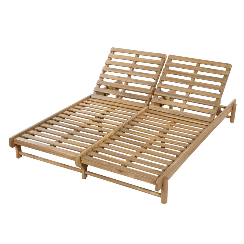 Light Teak Acacia Wood Double Chaise Lounger Set, photo 10 of 10
