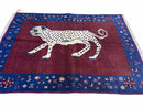 5 X 7 Handmade Zagros Wool Rug Snow White Panther Maroon Blue Organic Dyes