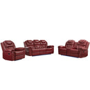 3 Pieces Recliner Sofa Sets Home Theater Seating Manual Recliner Chair With Center Console And LED Light Strip For Living Room by Unique Piece Furniture