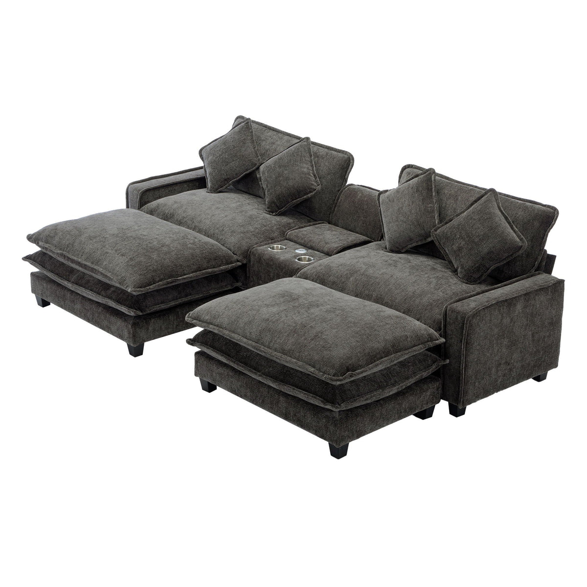 Modern Sectional Sofa With Removable Ottomans, USB Ports, photo 7 of 40