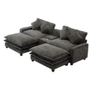 Modern Sectional Sofa With Removable Ottomans, USB Ports by HouseOfZazla
