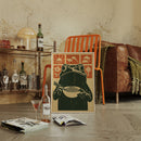 Ramen Frog in Retro Woodblock Style
