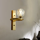 GobekUsa Modern Gold Sphere Crystal Wall Lamp - Elegant Bedchamber Sconce Lighting