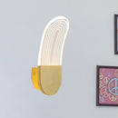 GobekUsa Contemporary Acrylic LED Bedside Wall Lamp: Curved Oval Sconce Light in Black/Gold