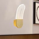 GobekUsa Contemporary Acrylic LED Bedside Wall Lamp: Curved Oval Sconce Light in Black/Gold