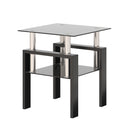 Modern Tempered Glass Tea Table, End Square Table For Living Room - Black by HouseOfZazla
