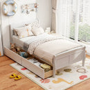 Twin Size Sleigh Bed with 2 Storage Drawers Wood Platform Bed Frame by LJGDeals