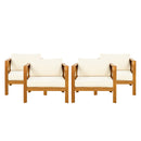 Outdoor Acacia Wood Club Armchair with Cushions (Set of 4)