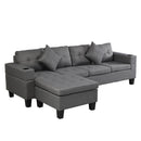 Modern Sectional Sofa Set with L Shape Chaise Lounge and Cup Holders