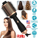 4 In 1 Hair Dryer Brush Curling Brush Hair Styler Volumizer Straightener Negative Ion Anti-frizz Hot-Air Hair Brush for All Hair Types Black White