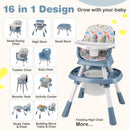 16-in-1 Baby High Chair with Activity Center and Booster Seat for Babies and Toddlers