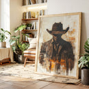 Lone Cowboy in Shadow and Flame