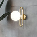 GobekUsa Opal Glass Sphere Sconce Light - Single Light Gold Wall Lighting with Oblong Decor