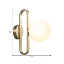 GobekUsa Opal Glass Sphere Sconce Light - Single Light Gold Wall Lighting with Oblong Decor