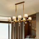 GobekUsa Gold Island Chandelier with Crystal Draping and 8-Head Floral Design for Contemporary Dining Room