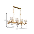 GobekUsa Gold Island Chandelier with Crystal Draping and 8-Head Floral Design for Contemporary Dining Room