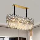 GobekUsa Oval Island Light Fixture with Crystal Prisms - 10 Bulbs, Contemporary Design