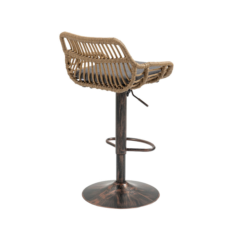 COOLMORE Modern Swivel Bar Stools Set of 2 Adjustable Counter Height Chairs with Footrest in Gray Linen