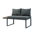 4 Piece L-Shaped Patio Wicker Outdoor 5-Seater Sectional Sofa Seating Group Conversation Sets with Side Table & Dark Grey Cushions