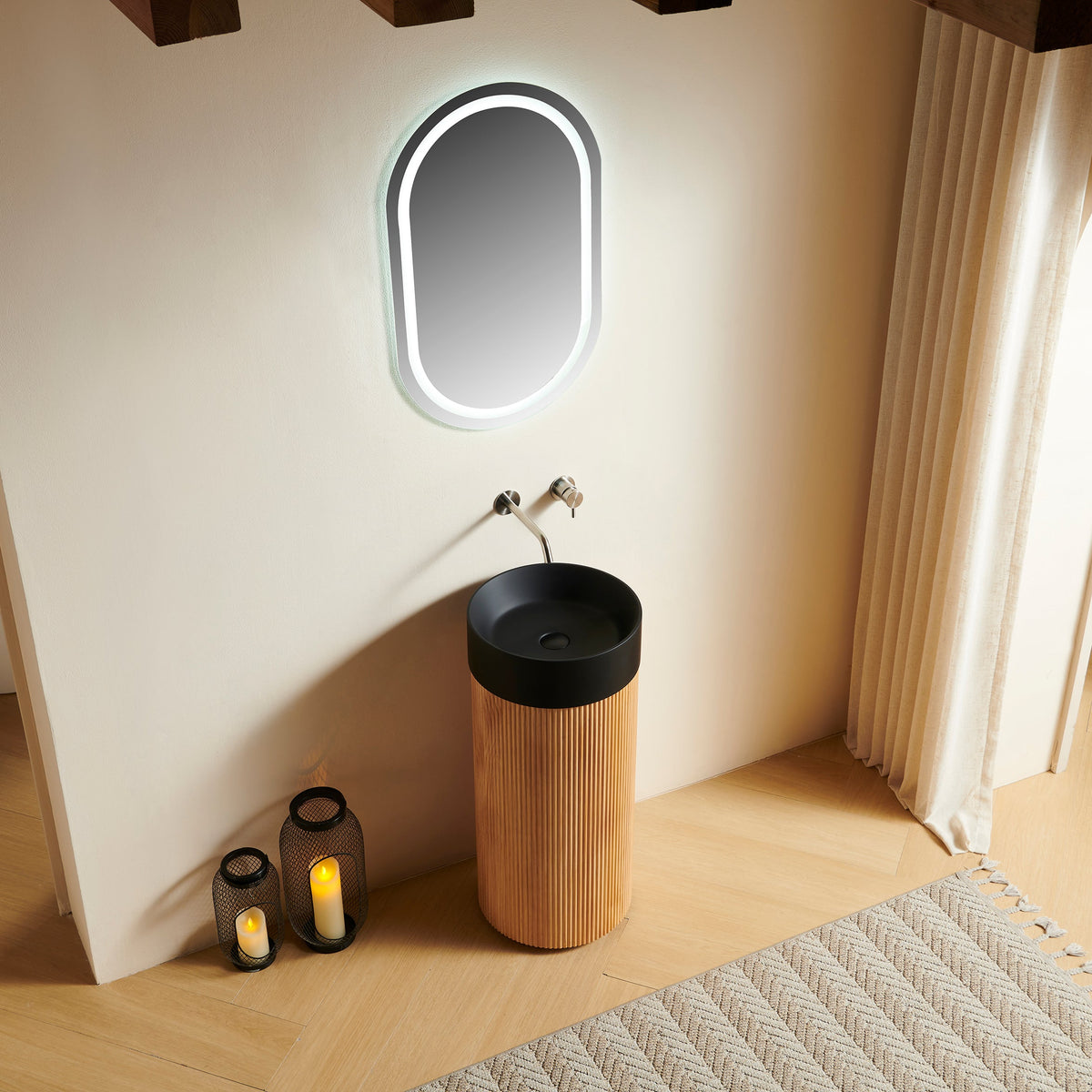 JINBO 16'' Bathroom Round Solid Surface Basin Without Faucet Hole, photo 4 of 10