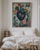Cactus Heart Bloom – Surreal Botanical Art, Dark Floral Wall Decor