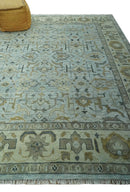Blue and Beige Hand Knotted Traditional Oriental Oushak 8x10 wool area Rug by The Rug Decor