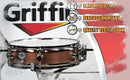 Piccolo Snare Drum 13" x 3.5" by GRIFFIN - 100% Poplar Wood Shell with Flat Hickory Finish & Coated Drum Head - Drummers Acoustic Marching Kit