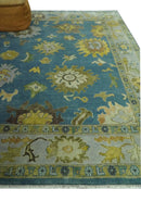 Blue, Silver and Olive 8x10 Hand knotted Traditional Oushak wool area rug by The Rug Decor