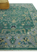Hand Knotted 8x10 Green and Gray Traditional Turkish Antique Style Wool Area Rug by The Rug Decor