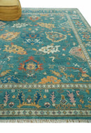 Hand Knotted Teal Traditional Oushak 8x10.4 wool area rug by The Rug Decor