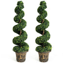2 Pieces 4 Feet Artificial Décor Green Boxwood Spiral Tree Set by LJGDeals