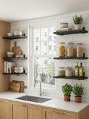 Wood Wall Shelves 15.8” with Metal Brackets – Rustic Floating Shelves | 5/8 Pack by 2Dropme