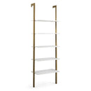 5-Tier Wood Look Ladder Shelf with Metal Frame for Home by LJGDeals