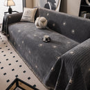 Chenille Camellia Floral Sofa Throw Cover Couch Blanket with Striped Jacquard by Slipcover KAS™