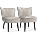 Set of 2 Upholstered Modern Leisure Club Chairs with Solid Wood Legs by LJGDeals