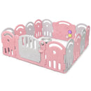 14-Panel Baby Playpen with Music Box & Basketball Hoop-Pink by LJGDeals