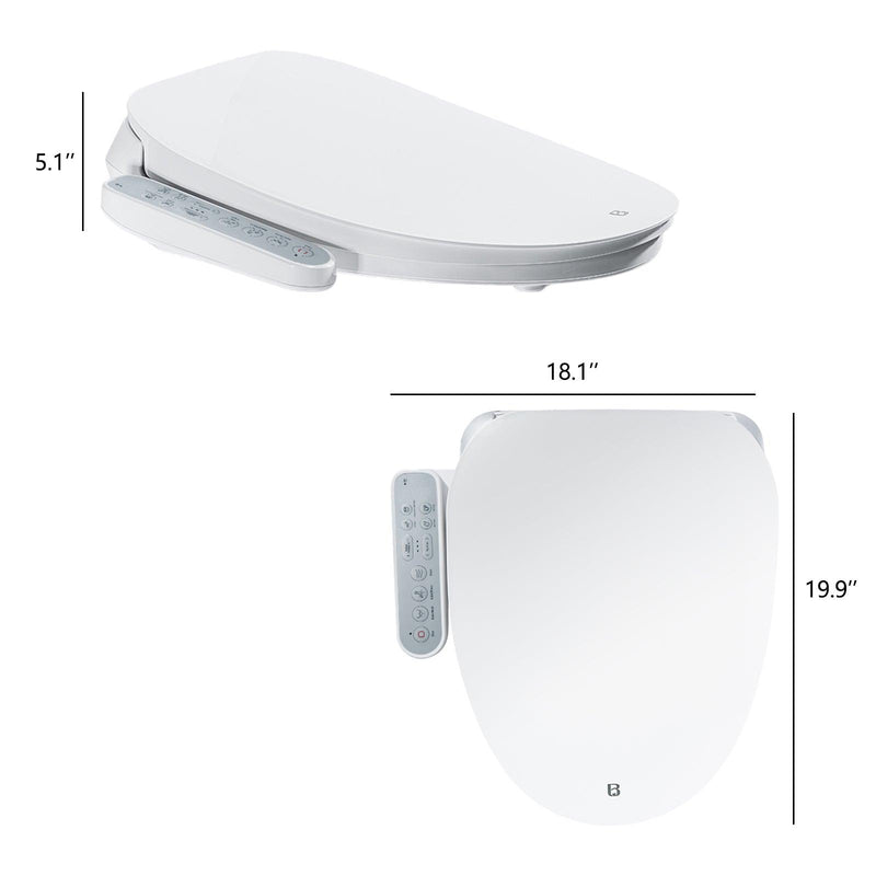 Smart Heated Bidet Toilet Seat with Self-Cleaning Nozzle, Warm Air Dryer and Temperature Controlled